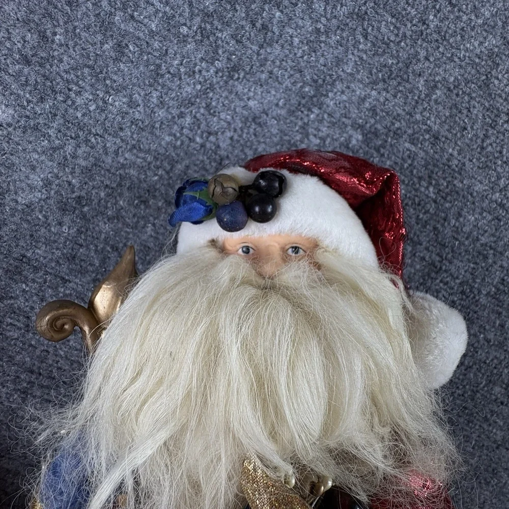 VTG Y2K Santa Claus Christmas‎ Figure or Tree Topper 12 Ornament Gold Staff 90s